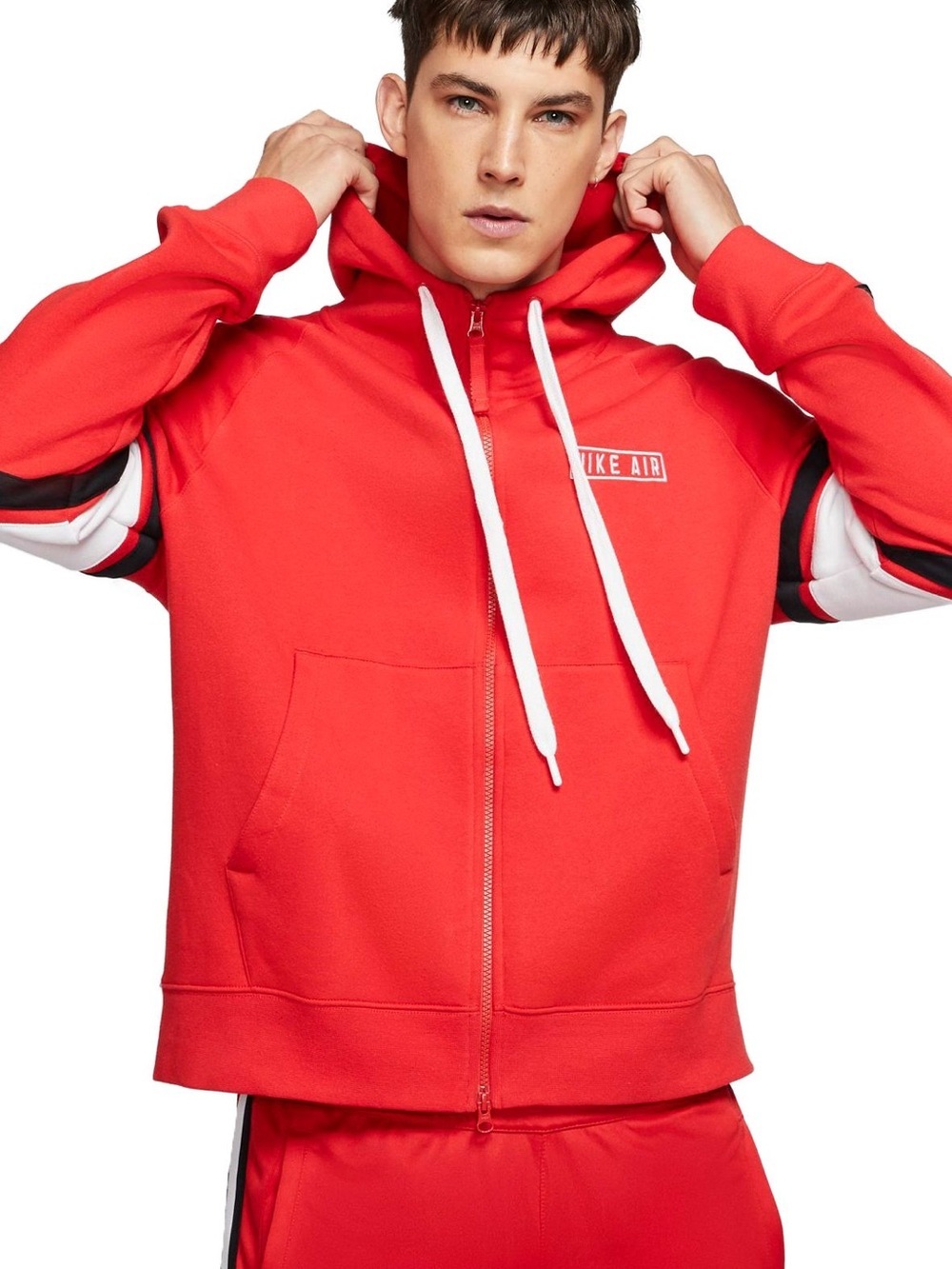 Nike Red Full-Zip Hoodie with White Drawstrings